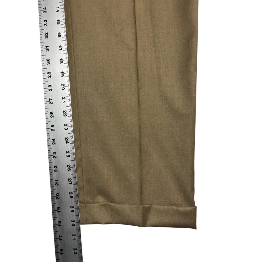 Jos A Bank 42S 36x30 Tan 2pc Pant Suit Signature Collection Pleated Cuffed Wool
